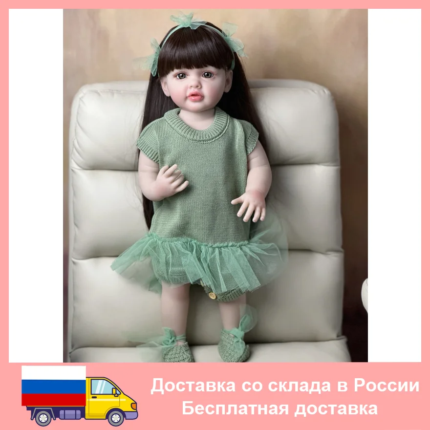 

Кукла реборн Реалистичная силиконовая, мягкая полноразмерная кукла для новорожденных, детская игрушка для сна, подарок на день рождения, 55 см, 22 дюйма
