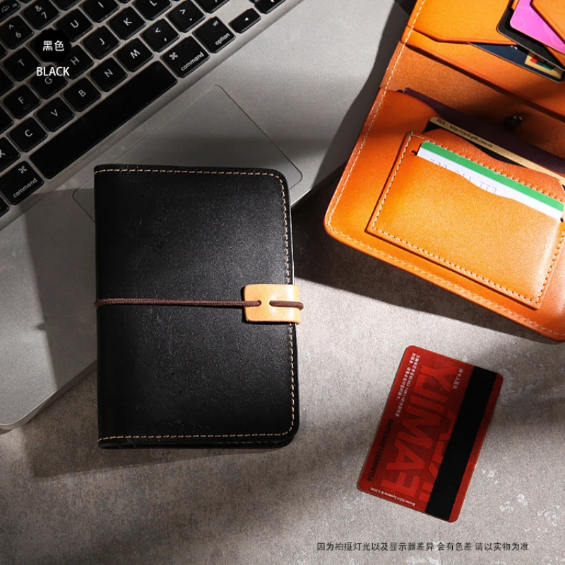100% Genuine Leather Free Custom Name Passport Holder Vintage Vegetable Tanned Cowhide Wallets Multifunctional ID Card Holder