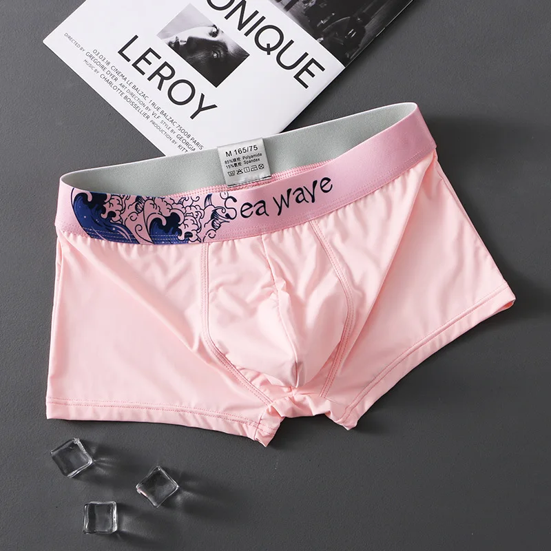 Men Underpants Ice Silk Underwear Men's Boxer Pants Fashion Personality Breathable Seamless Boxer Shorts Male Sexy Boxers Cuecas
