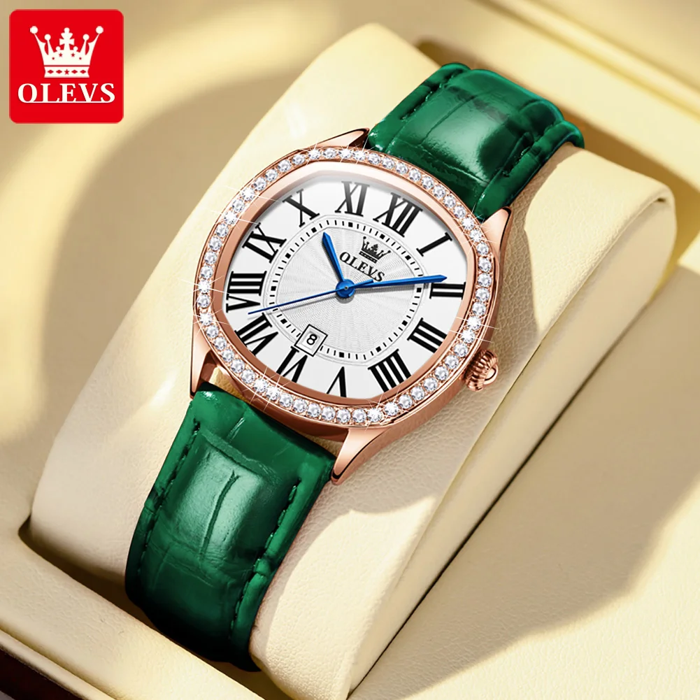 

OLEVS New Ladies Watches Top Brand Luxury Fashion Leather Watch Women Auto Date Quartz Clock Waterproof Wristwatch+Box 5511