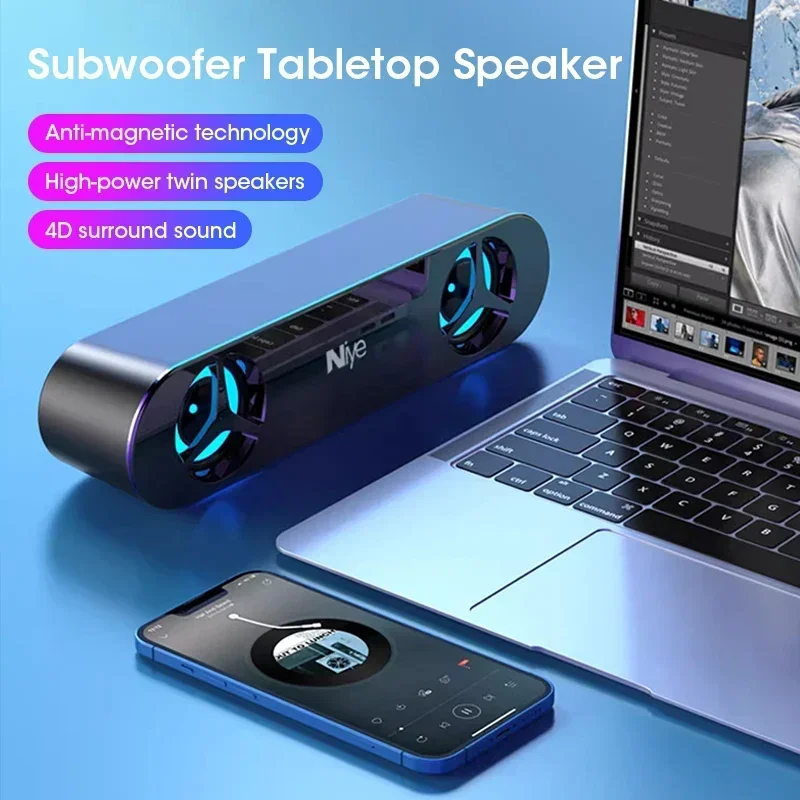 Bluetooth-колонки С Rgb-подсветкой 4d Стереозвук сабвуфер для ПК