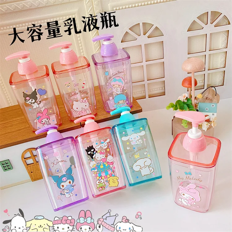 

Cute Girl Sanrio Cinnamoroll Press Type Lotion Bottle Shower Gel Shampoo Detergent Travel Portable Packaging Bottle