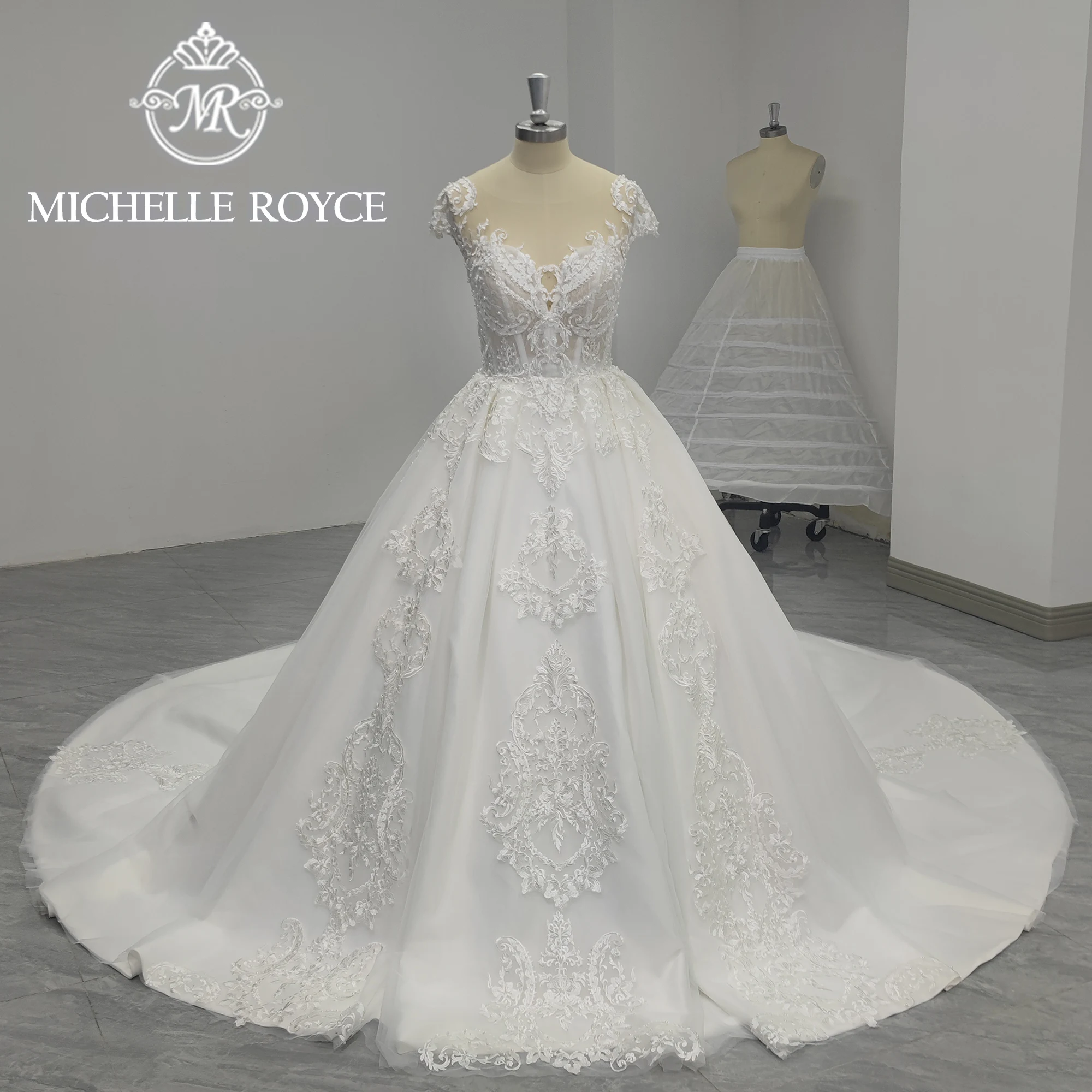 

Michelle Royce Luxury Ball Gown Wedding Dress 2023 Delicate Sweetheart Appliques Beading Sequined Wedding Gown Vestidos De Novia