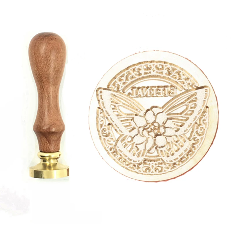 

Изысканная краска восковая печать орнамент бабочка красота деревянная ручка, DIY искусственная, овальной формы восковая печать высокое качество 5