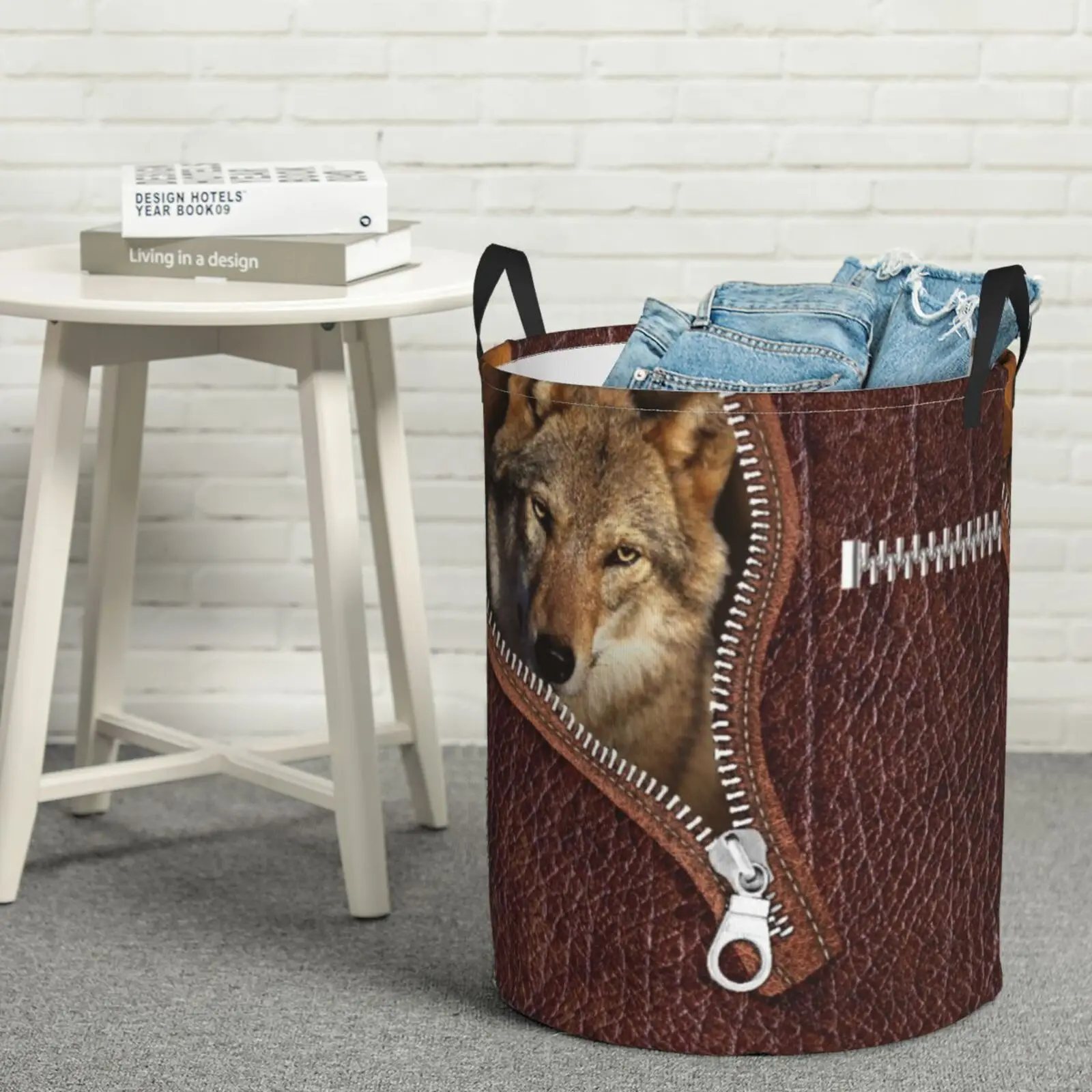 

Animal 3D Wolf Print Foldable Linen Laundry Basket Large Capacity Laundry Hamper Storage Bag Clothes Toy Home Storage Basketball