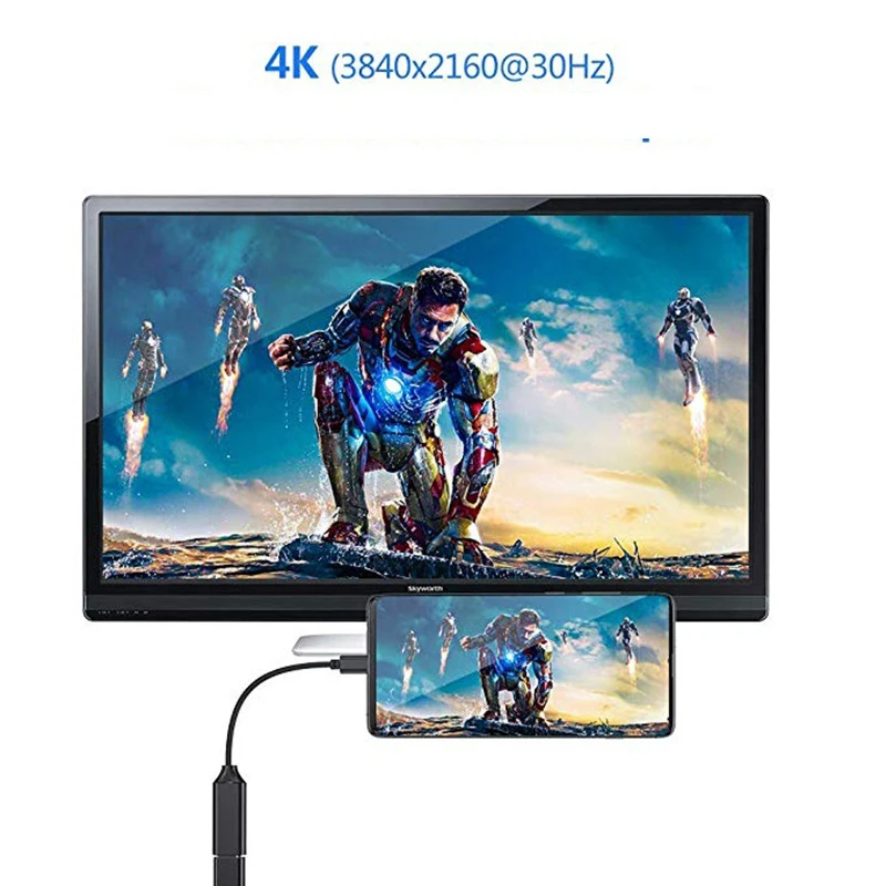Кабель-переходник с Type C на HDMI Ultra HD 4k USB 3 1 HDTV для MacBook Chromebook Samsung S8 S9 | Мобильные