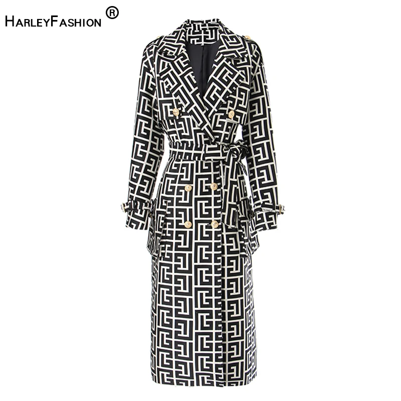 

HarleyFashion Trendy Top Quality Loose Design Texture Autumn Winter Long Trench Coats for Women