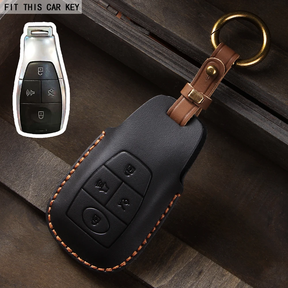 

Кожаный чехол для ключей Crazy Horse, сумка для ключей для BAIC X7 BJ40 Senova D50 D70 X55 X65 EU5 EU7, защитный брелок для ключей, держатель для ключей