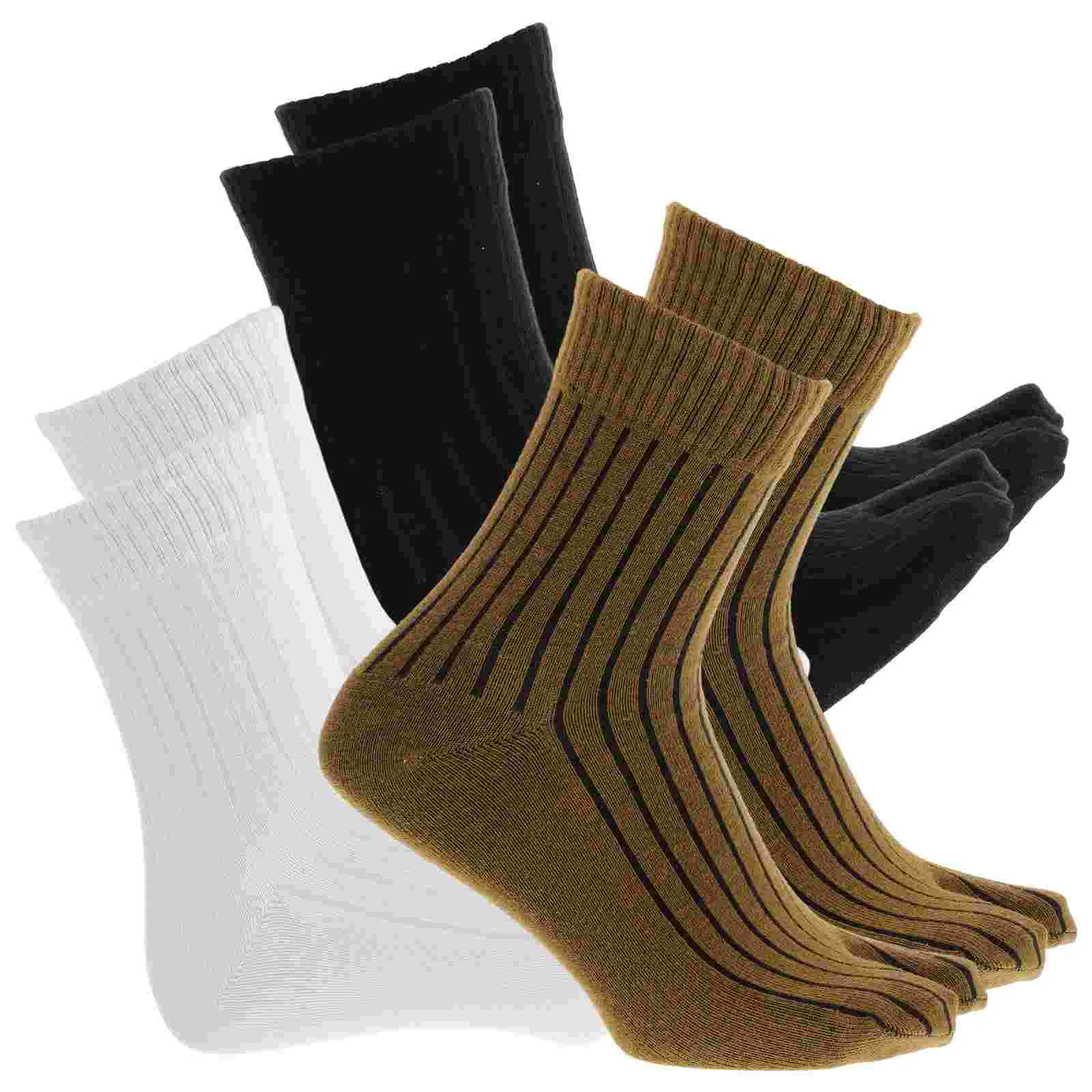 

3 Pairs Toe Separator Socks Men Split Toe Socks Cotton High Ankle Socks for Autumn