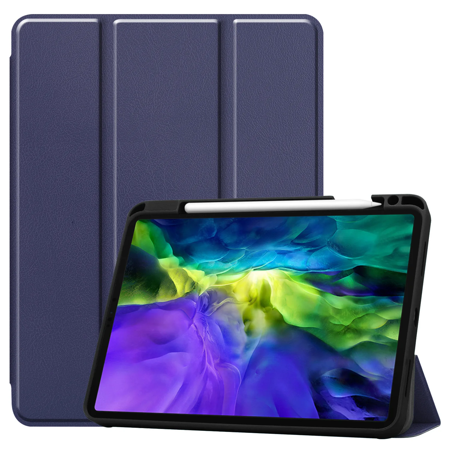 

Magnetic With Pen Slot Ipad Case For Mini6 5 4 Air4 5 Ipad7 8 9 10th 10.9 For Pro 11 4 3 2 1th 12.9 Three Fold Pure color Cover