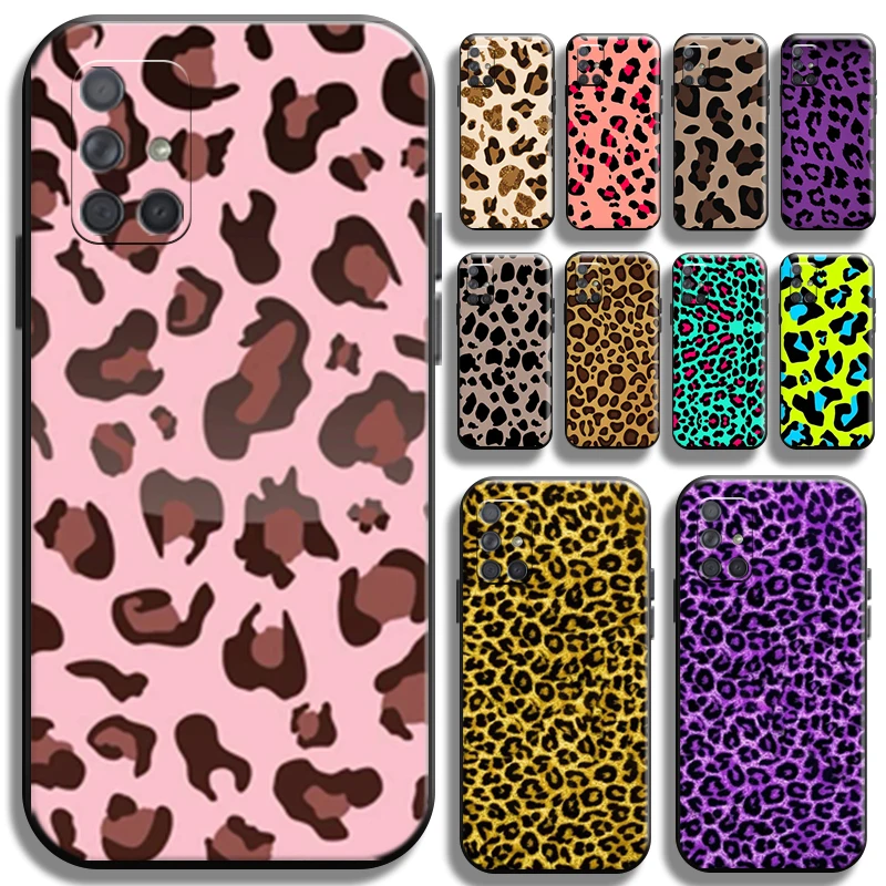 

Fashion Leopard Print Phone Case For Samsung Galaxy A71 A71 5G Shockproof TPU Carcasa Back Coque Liquid Silicon Soft Funda