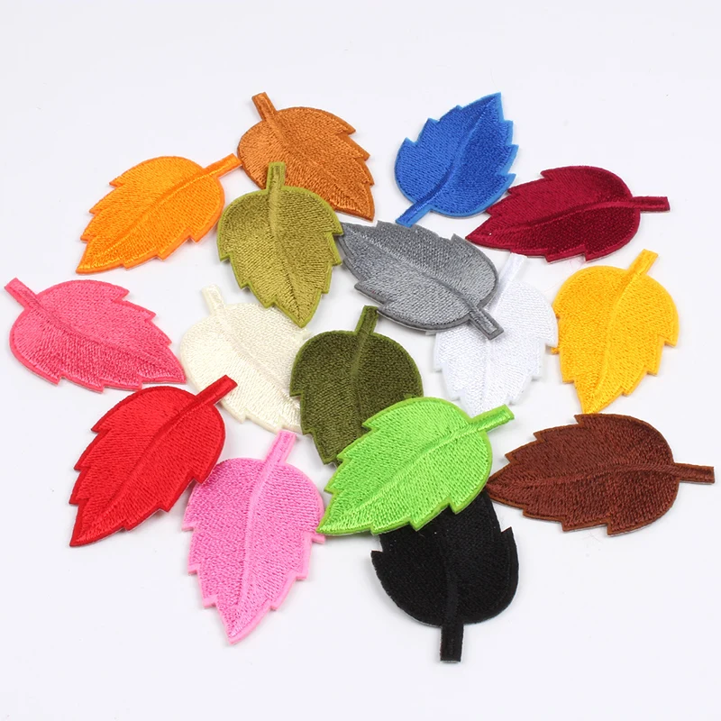 

Wholesale 10 Pcs Fashion Colorful Leaf Patches Embroidery Iron On For Clothing Jeans Dress Cap Applique Badges DIY Accessories