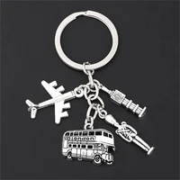 hot sale uk london bus clock tower soldier aircraft accessories keychain alloy key ring gift