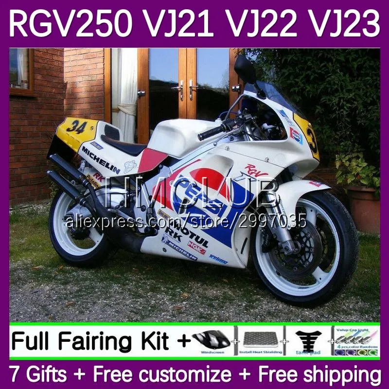 

Боди для SUZUKI RGV250 SAPC VJ23 VJ 23 кузов 52No.0 RGVT250 RGV-250 1997 1998 RGV 250 97 98 обтекатель синий белый