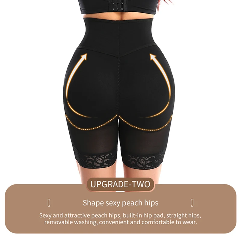 Women Shapewear 3 in 1 Control Panties Body Shaper Butt Lifter Waist Trianer Thigh Trimmer Lagre Padded Hi-Waist Shorts Fake Ass