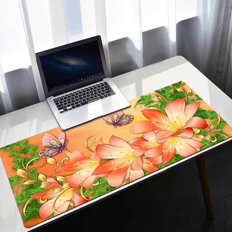 

Pc Gamer Office Accessories Anime Mouse Pad Flowers Kawaii Desk Mat Computer Gaming Laptops Cabinet Keyboard Mause Mousepad