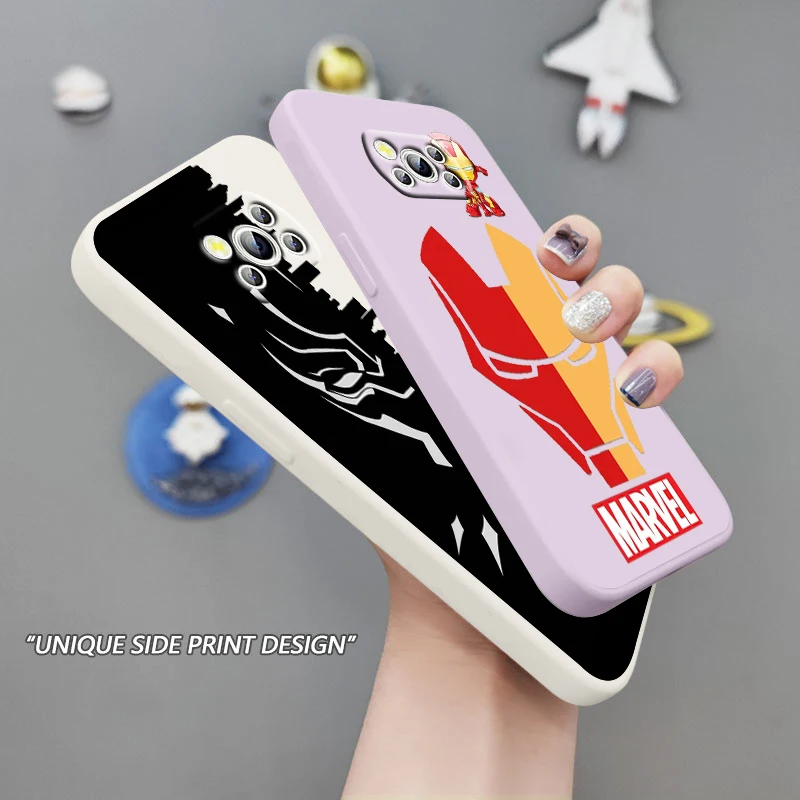 

Marvel Spiderman Iron Man Phone Case For Xiaomi Mi Poco X4 X3 C40 C31 C3 M4 M3 F4 F3 GT Pro NFC 5G Soft TPU Liquid Rope Cover