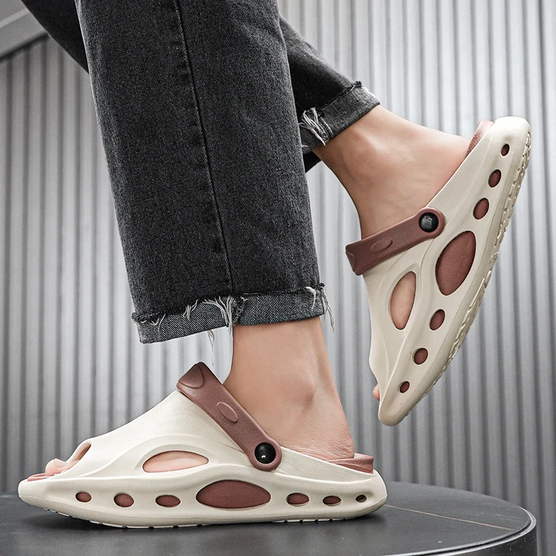 Сандалии мужские из натуральной кожи повседневная Уличная обувь пляжные туфли