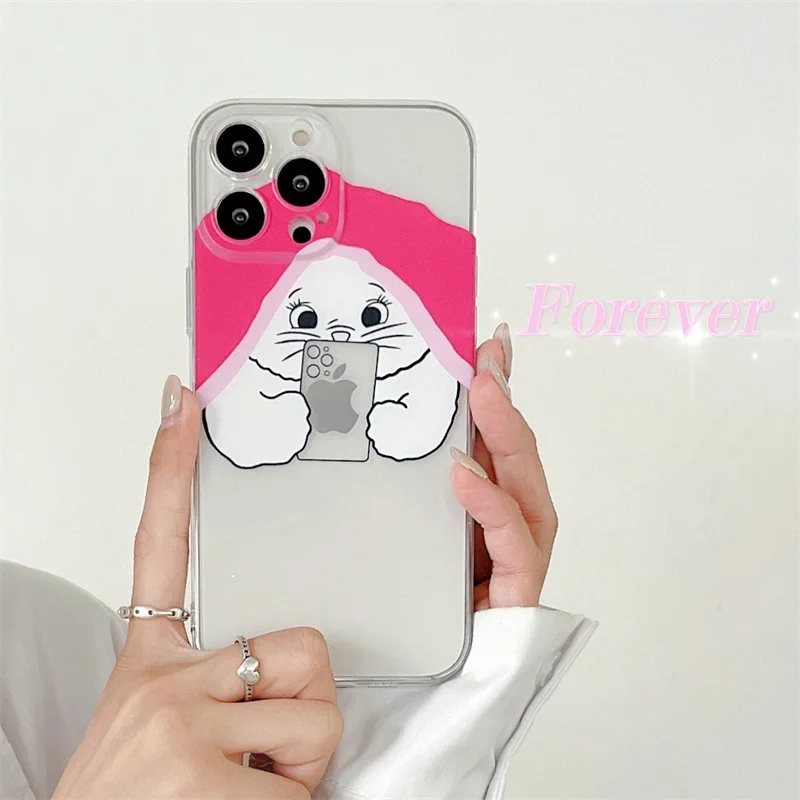 

Creative cute cat transparent phone case For IPhone 11 12 13 Pro Max Case X XS Max XR Phone case 7Plus 8Plus case