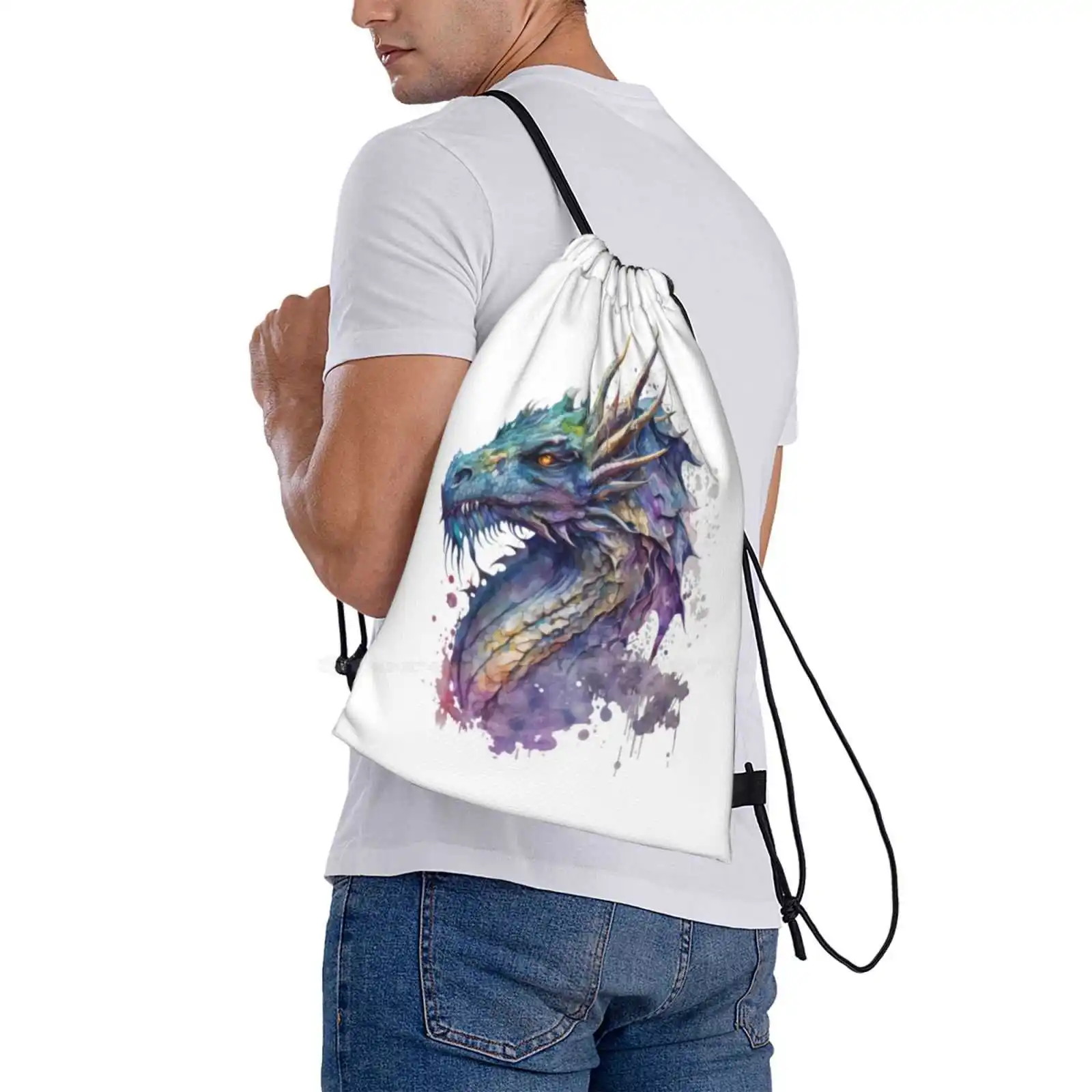 Сказочный дракон в акварельном стиле школьный ранец 8 цветов модные сумки