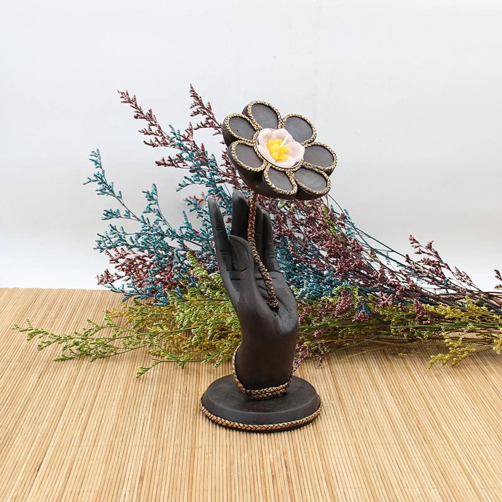 Lotus Gesture Hand Shape Candlestick Statue For Tabletop Office Table Centerpiece Decoration