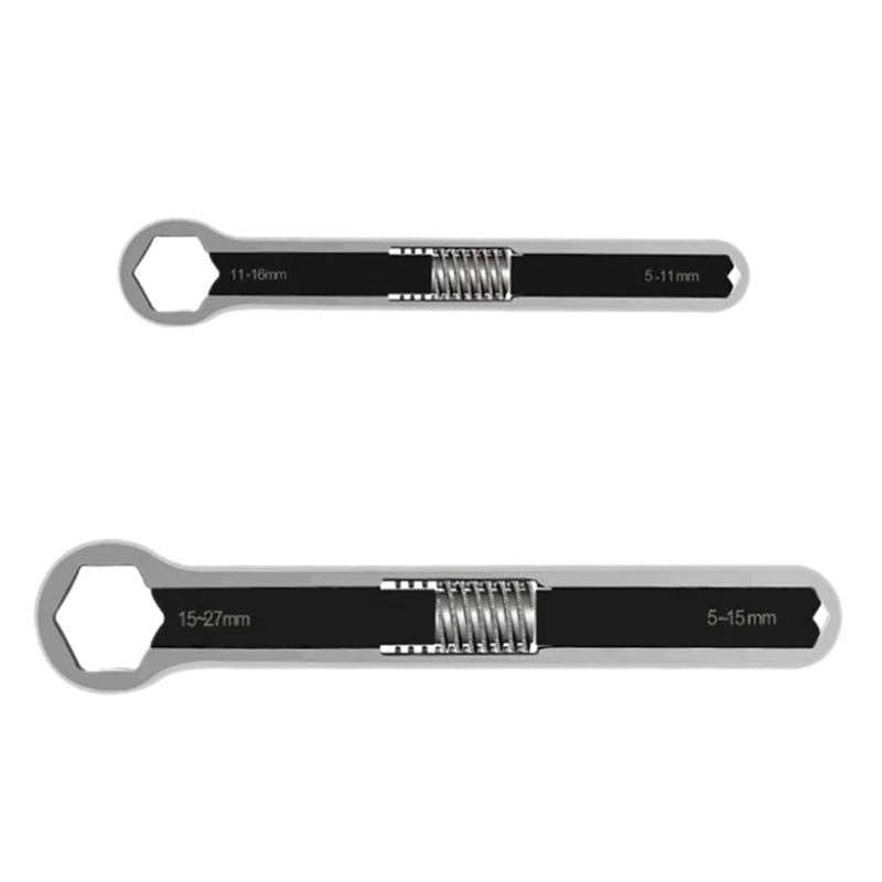

2Pcs Multifunctional Plum Wrench 5-27mm Open Ratchet Wrench Adjustable Double-Ended Wrench Car Repair Wrench