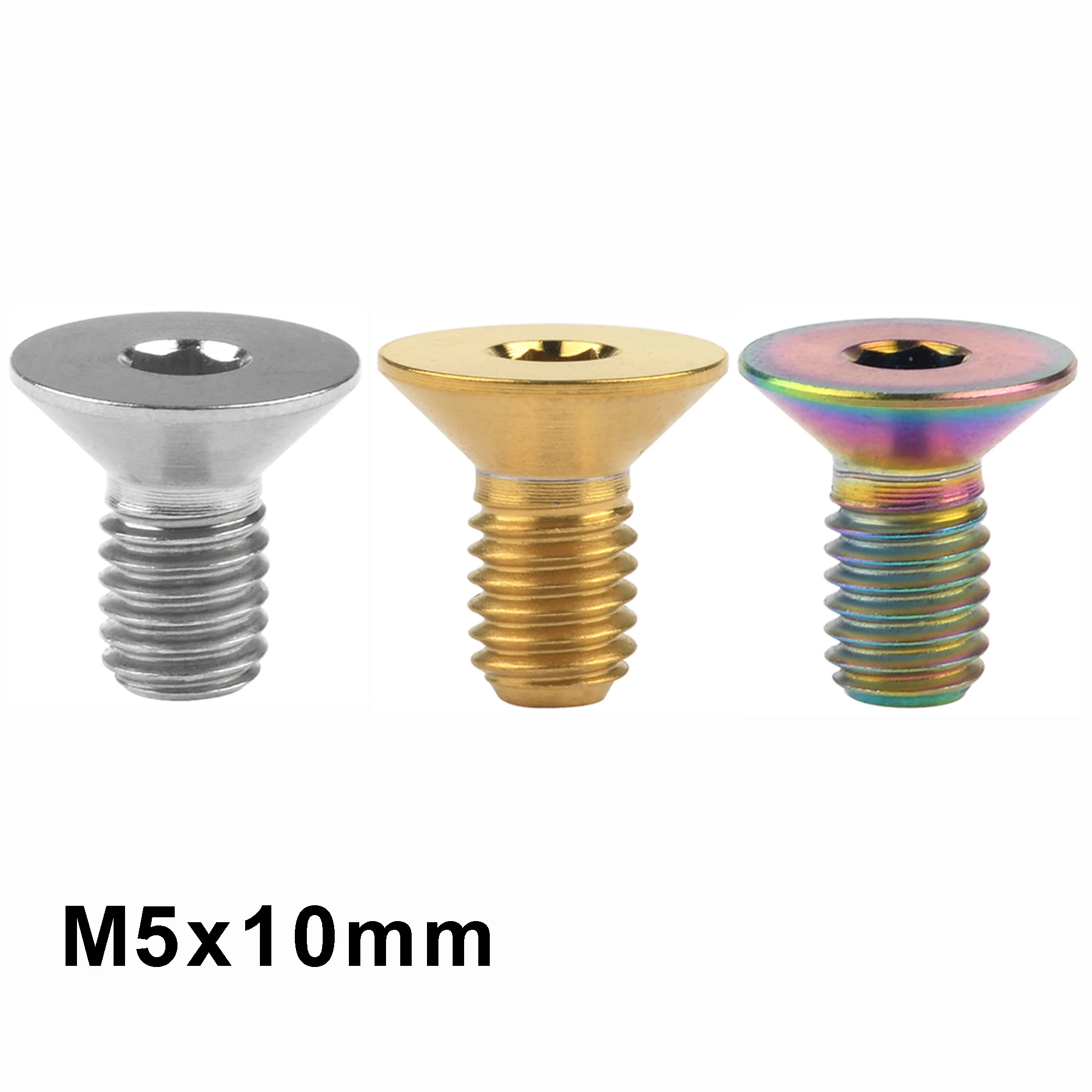 

Weiqijie M5 x 10 мм титановый потайной позолоченный Радужный шестигранный болт с головкой для велосипеда 5 шт.
