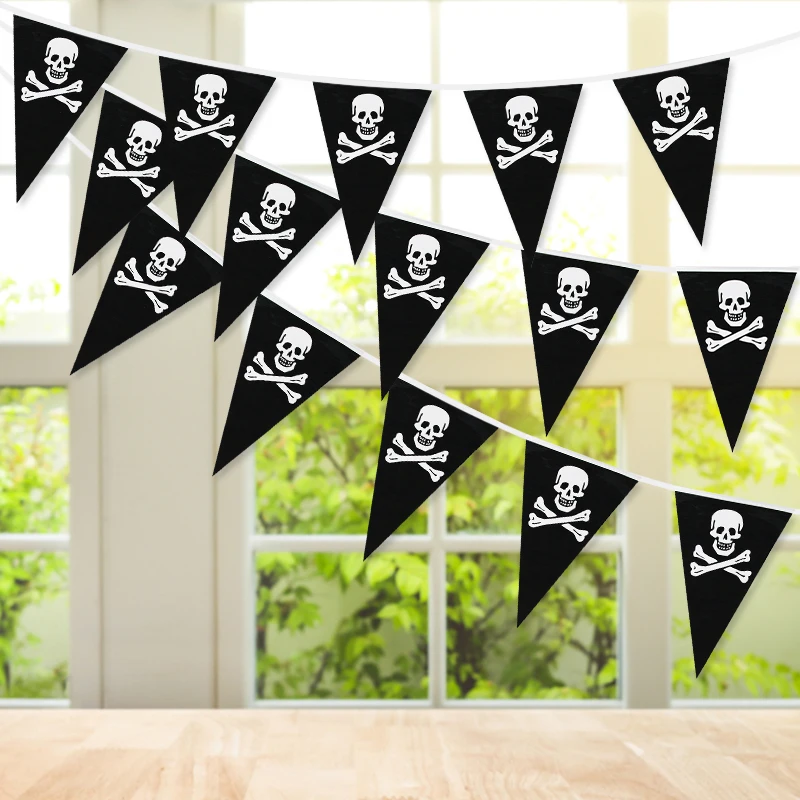 Halloweenowe banery pirackie Piracka czaszka Chorągiewka Trójkątne flagi Domowe dekoracje na imprezę Halloween Motyw pirata Dekoracje przyjęcie