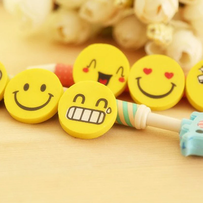 30 шт. резиновый ластик со смайликом милые Ластики для детей школьные и офисные