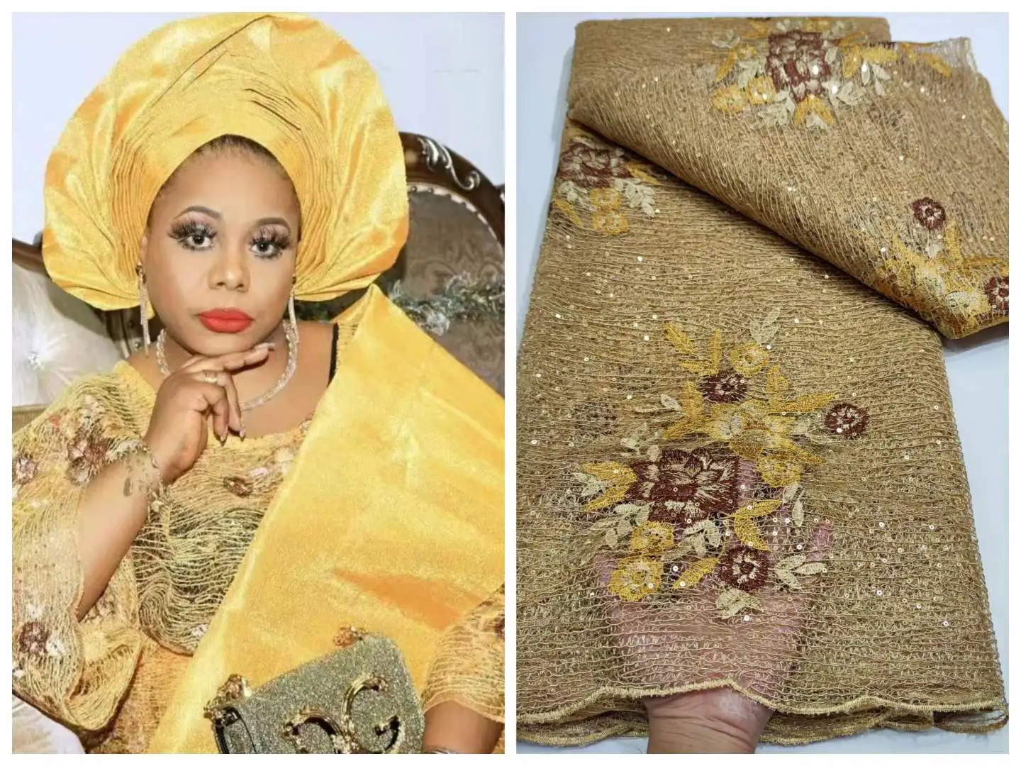 

African Tulle Mesh Lace Fabric 2023 High Quality Lace Material With Sequins French Nigerian Lace Fabrics For Wedding Party Sew