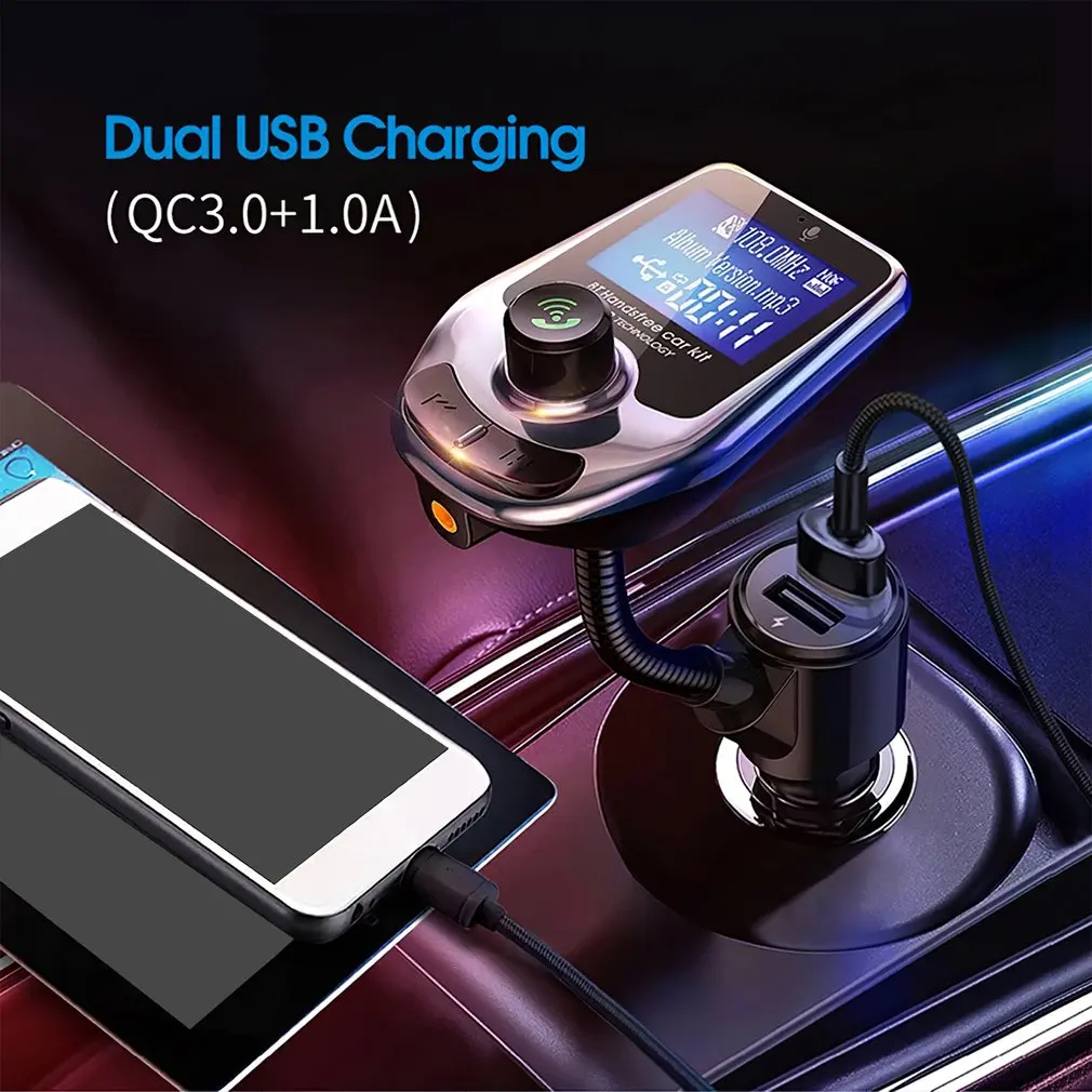

Car Wireless 5.0 FM Transmitter Wireless Handsfree Audio Receiver Auto MP3 Player Dual USB Fast Charger MP3 Music Car Kit