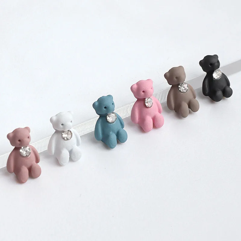 

10Pcs Cute Alloy Nail Crystal Designer Charms 6 Colors Kawaii Bear Nail Charms Jewelry For 3D Nail Art Decoration Manicure