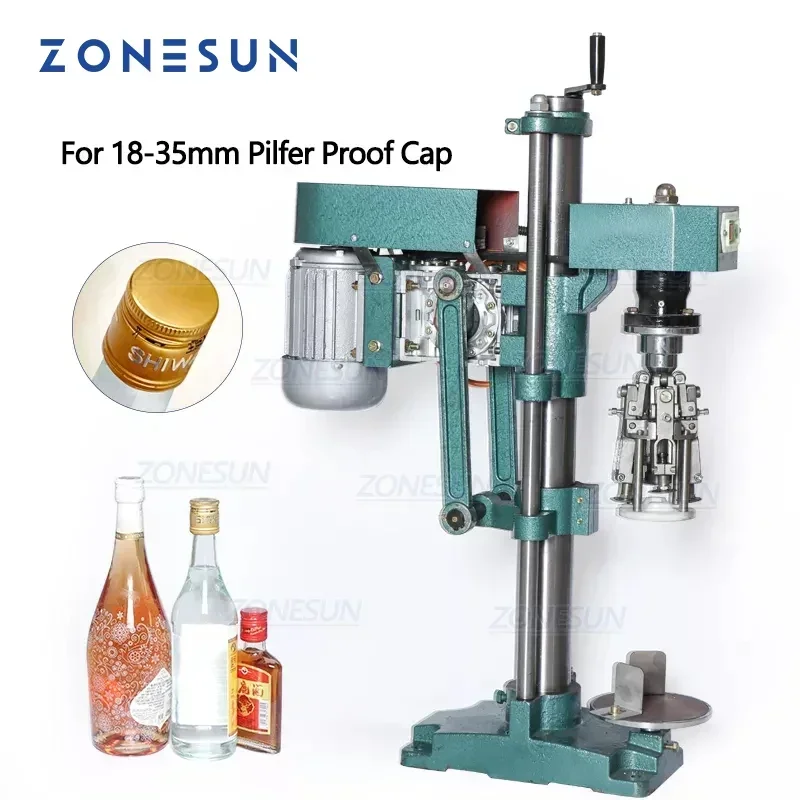 Фото ZONESUN ZS-XG60 ROPP Машина для обжима крышек Соевый соус Вино Газированная вода Бутылка Укупорочная машина с защитой от помех Машина для упаковки пищевых продуктов №1