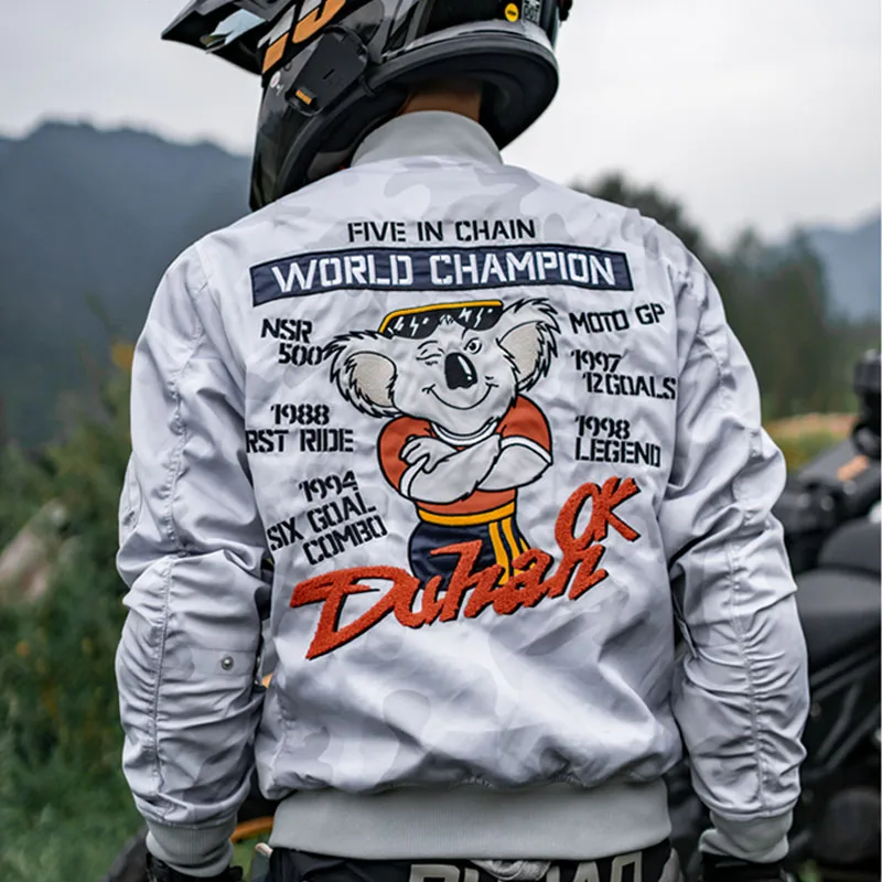 Куртка мужская демисезонная мотоциклетная с вышивкой и