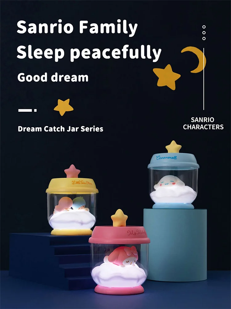 

Genuine Sanrio Kuromi Nightlight Melody Cinnamorol Anime Figures Catch A Dream Action Figure Desktop Ornament Decoration Gift