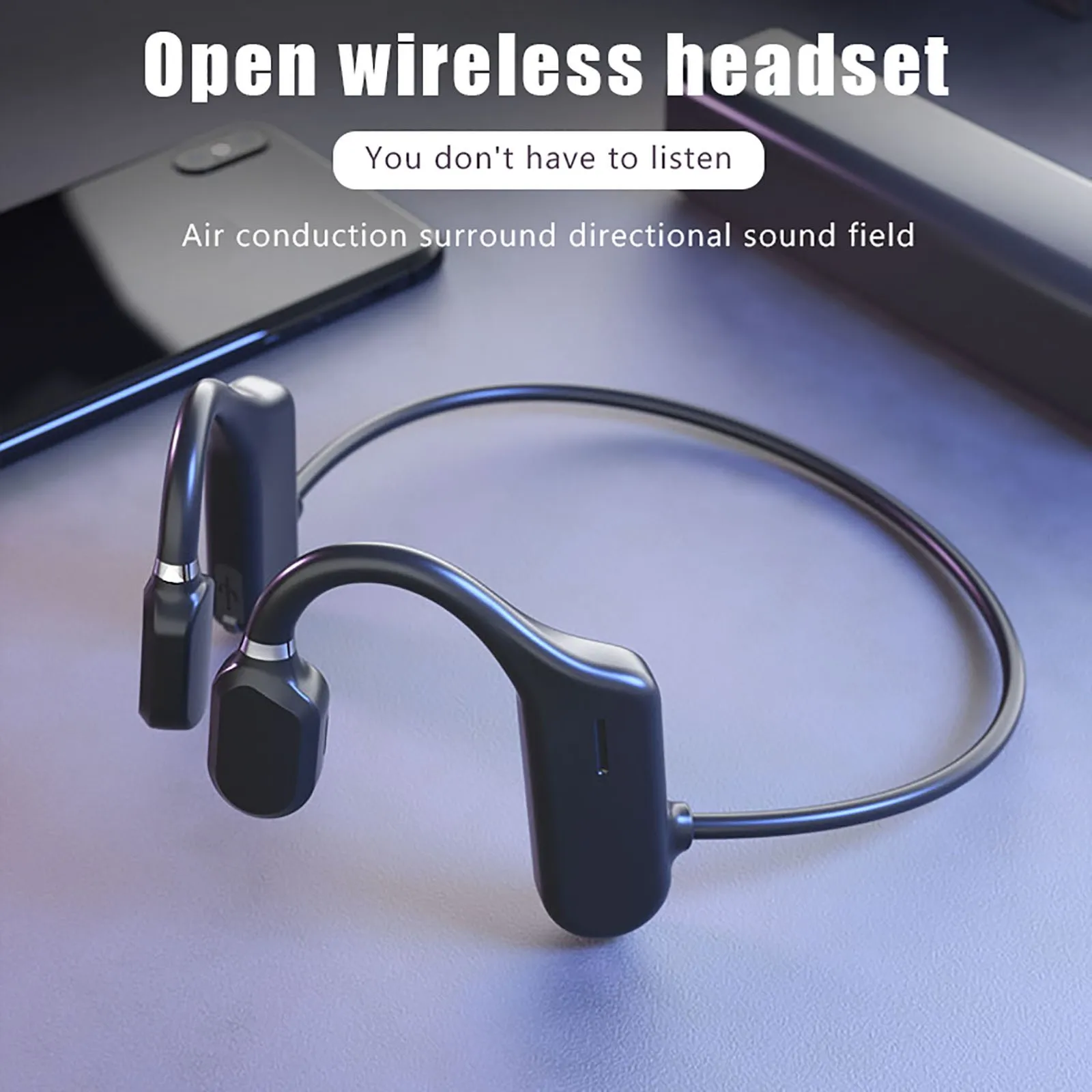 

Беспроводные наушники Bluetooth 5,0 с костной проводимостью, удобная водонепроницаемая Спортивная гарнитура IPX6 с микрофоном