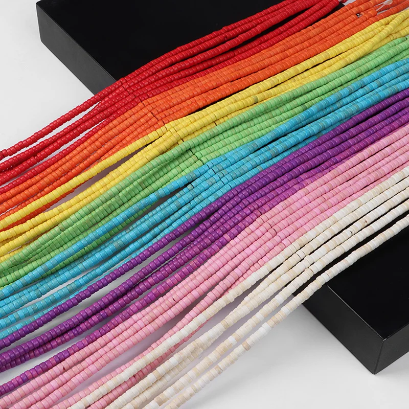 2x4mm Natural Stone Dyed Turquoises Spacer Beads Flat Round Bead Smooth Loose For Jewelry Making DIY Bracelet Wholesale - купить по