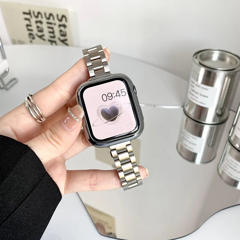 Металлические часы для Apple Watch модные женщин Iwatch series 987654321SE 38/40/41 мм 42/44/45/49