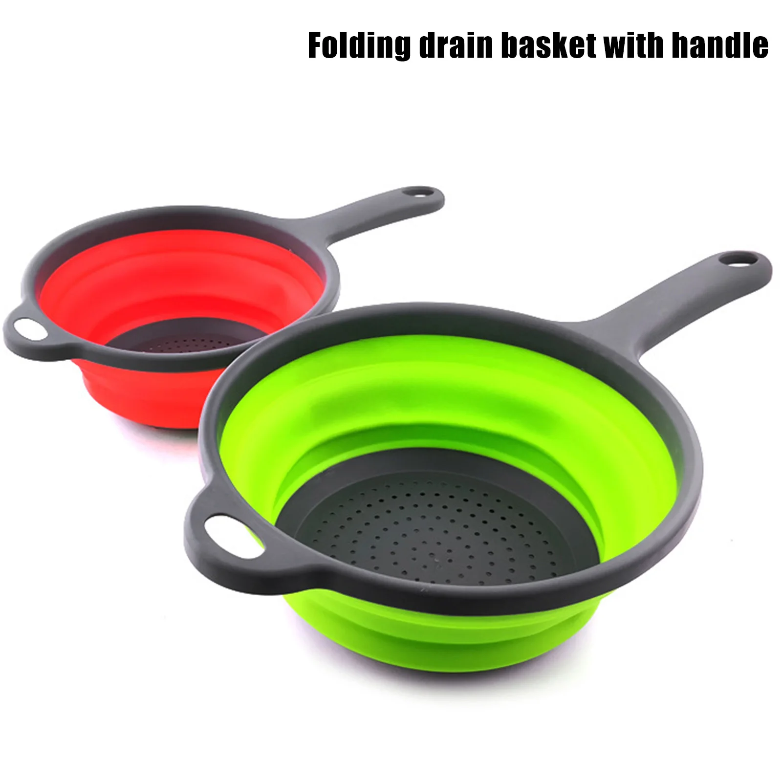 

Складная сливная корзина, силиконовый дуршлаг, корзина для мытья фруктов и овощей, с ручкой, складной ситечко