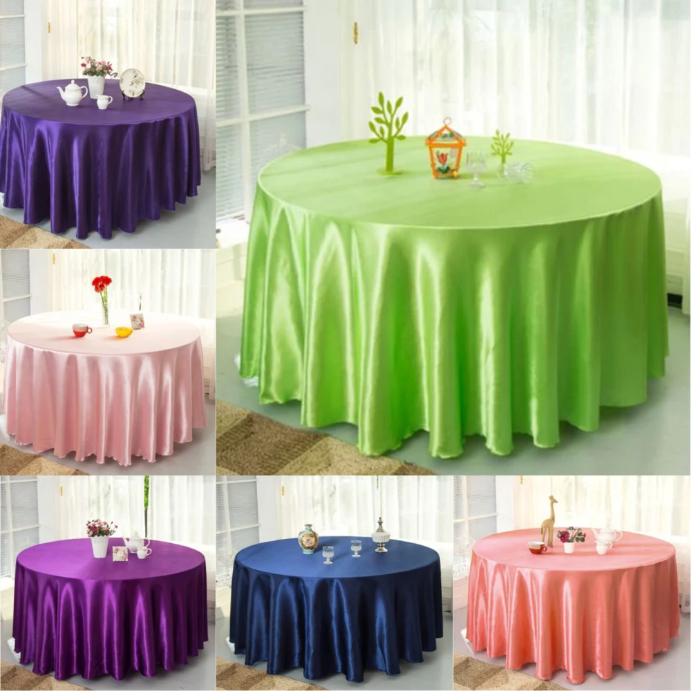 1Pcs Marineblauw Inch Ronde Satijn Tafelkleden In Staat Cover Voor Wedding Party Restaurant Banket Decoraties Rood Tafelkleed
