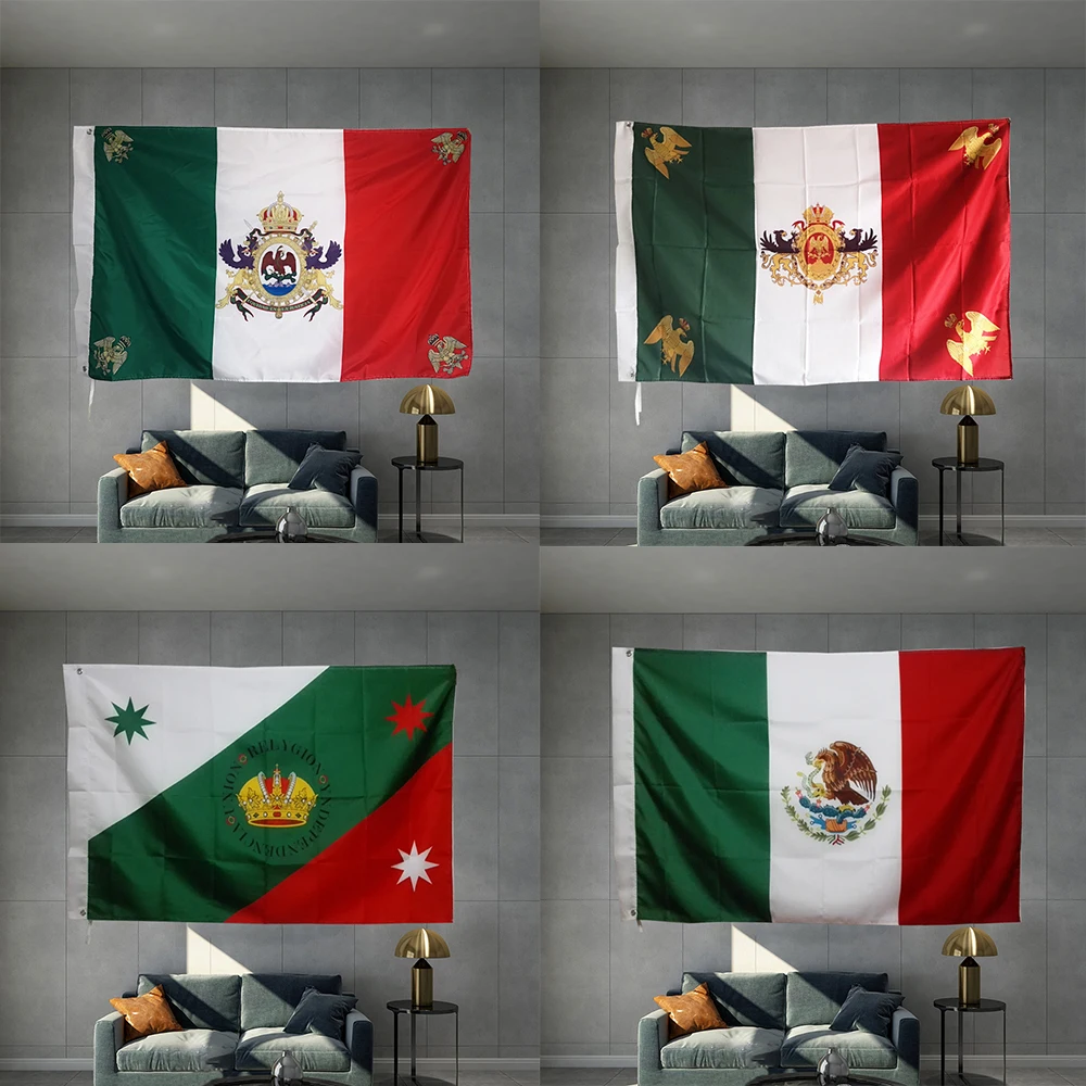 Мексиканский Флаг Мексики, историческая Империя, баннер различных периодов, дизайн наружной рекламы, баннер, украшение для вечеринки, графика