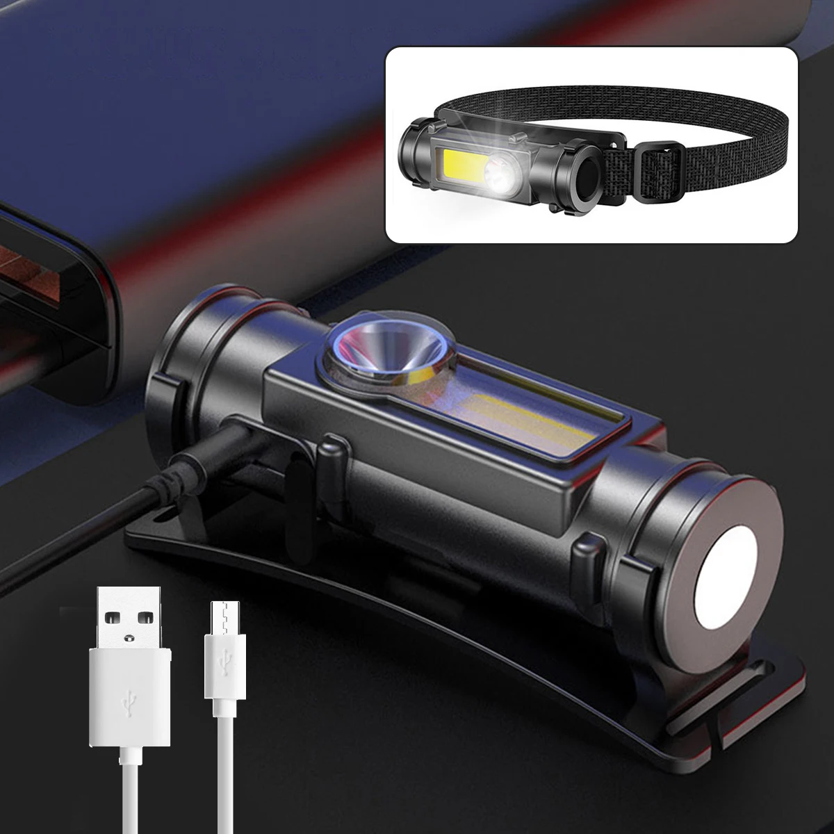 

LED Headlamp Rechargeable Waterproof LED Headlight Super Bright XPE+COB Head Flashlight For Running Camping Hiking Working Lamp