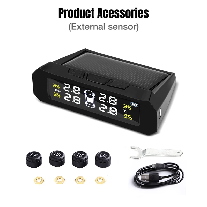 Солнечная система мониторинга давления в шинах Автомобильная сигнализация с 4