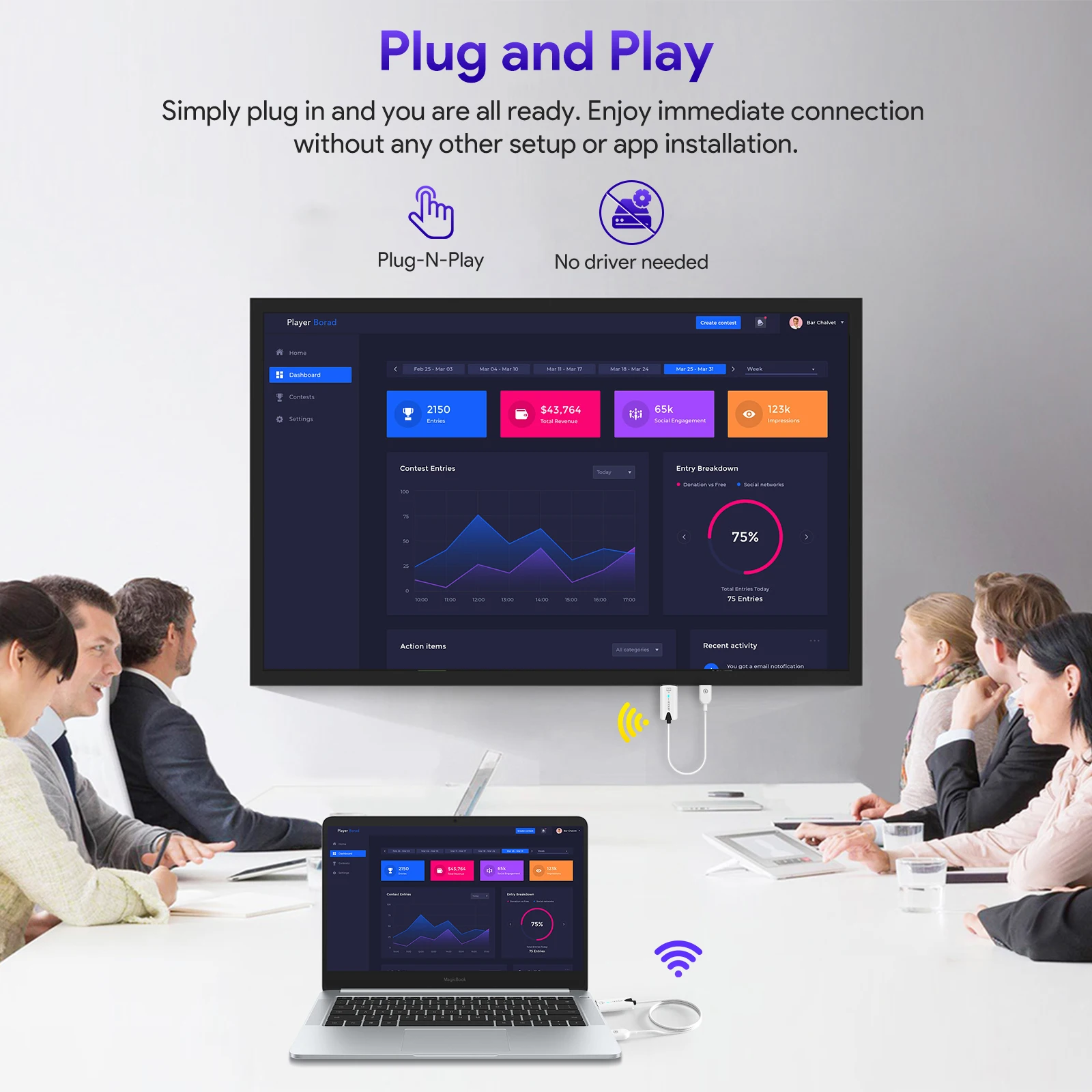 EDUP Long Distance 30M WD9906 HD-кабель 2.0 HD беспроводной передатчик и приемник USB Wi-Fi