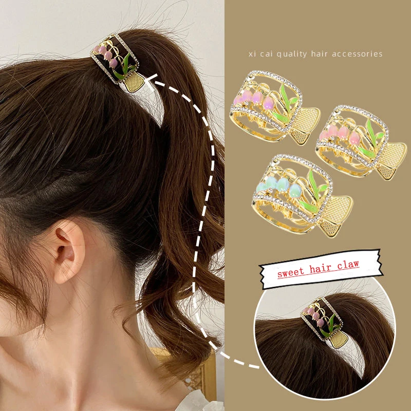 

Новые роскошные мини заколки стразы для волос аксессуары для женщин корейский цветок конский хвост заколка для волос модная повязка на голову