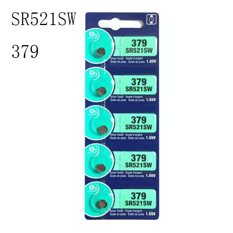 5 шт./партия, батарейки для часов SR521SW AG0 Botton cell 379 LR69