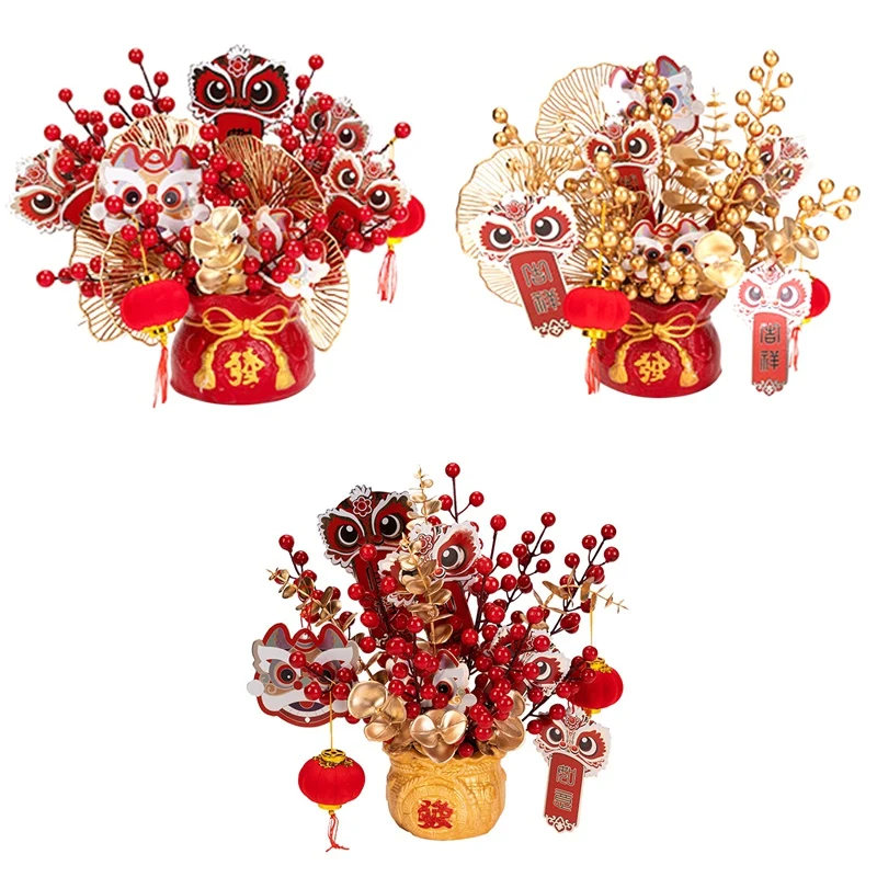 

Chinese New Year Decor Artificial Flowers New Year Fortune Fruit Flower Decoration Branches Lucky Tree Spring Festival
