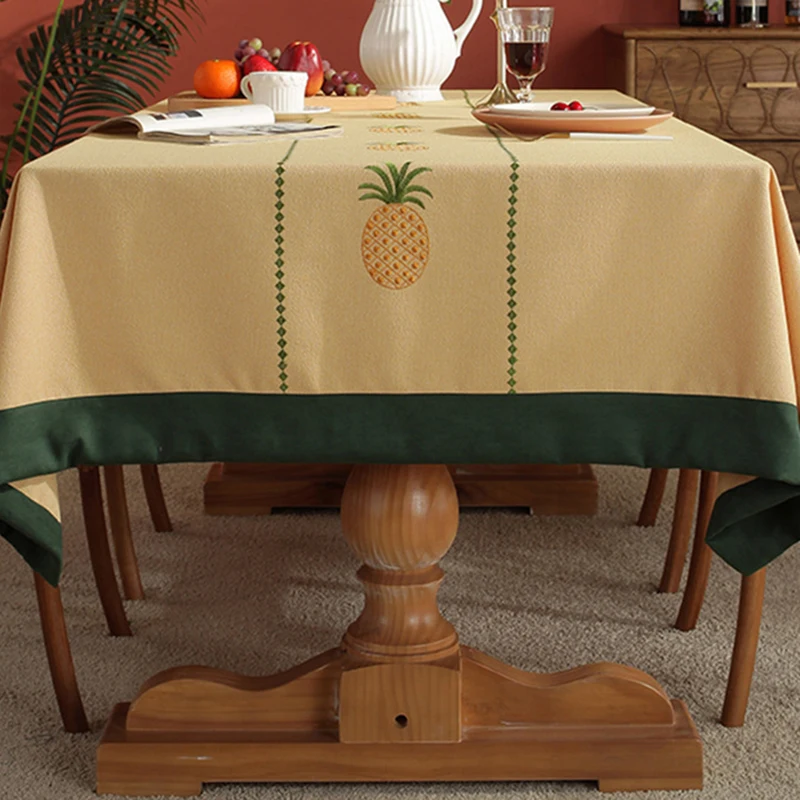 

Embroidery Strawberry Pineapple Table Cloth Kitchen Table Decor Rectangular Tablecloth for Living Room Party Decoration Indoor