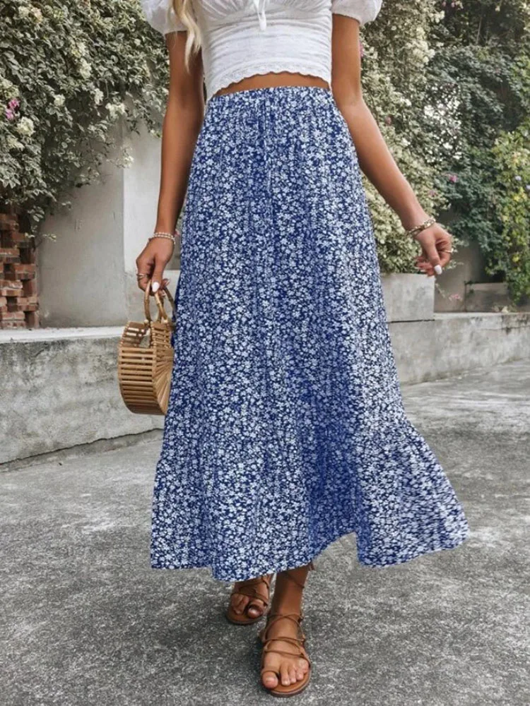 Длинная юбка Y2k с эластичным поясом элегантные летние и осенние женские юбки