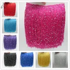 YOYUE 1 ярд 20 см длинные Полиэстеровые блестки бахрома кружевная отделка Лента для шитья латинских платьев сценические аксессуары для одежды занавески